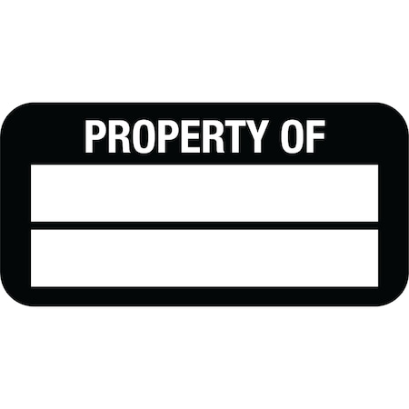 Lustre-Cal Property ID Label PROPERTY OF Polyester Black 1.50in x 0.75in 2 Blank No Pads, 100PK 253772Pe2K0000